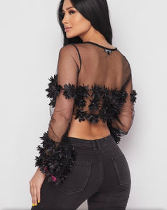 Let Me Remind You - Flower Mesh Top