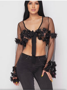 Let Me Remind You - Flower Mesh Top